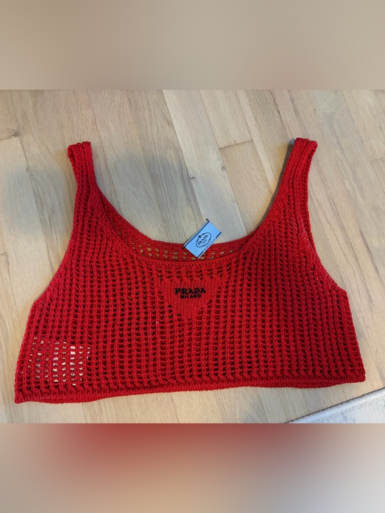 Prada Tops - Prada Red Crochet Crop Top